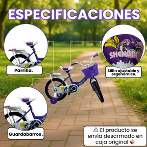 Bicicleta Infantil Rin 16 Para Niña Con Llantas Auxiliares