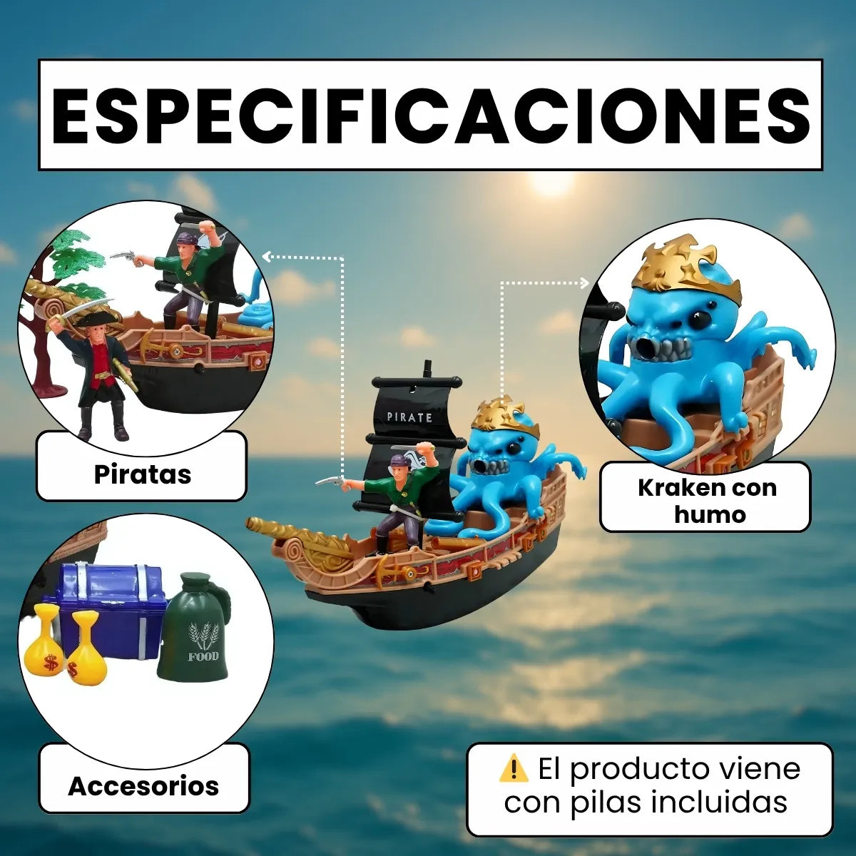 Barco Pirata Con Luces Y Humo