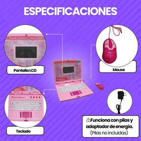 Computador Didactico Juguete Con 130 Funciones De Niña Rosado