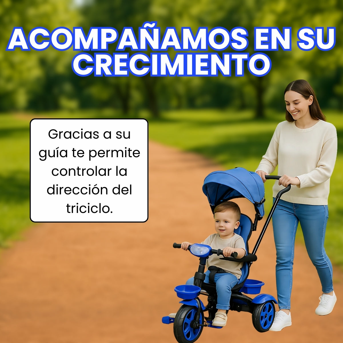 Triciclo Paseador 2 en 1 Con Guía Para Bebes Niñas y Niños