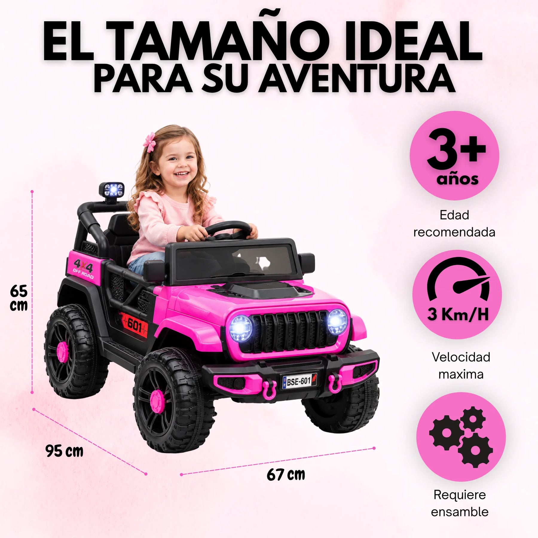 Montable Campero Mediano Para Niña Con Control Remoto, Luces LED Y Sonidos