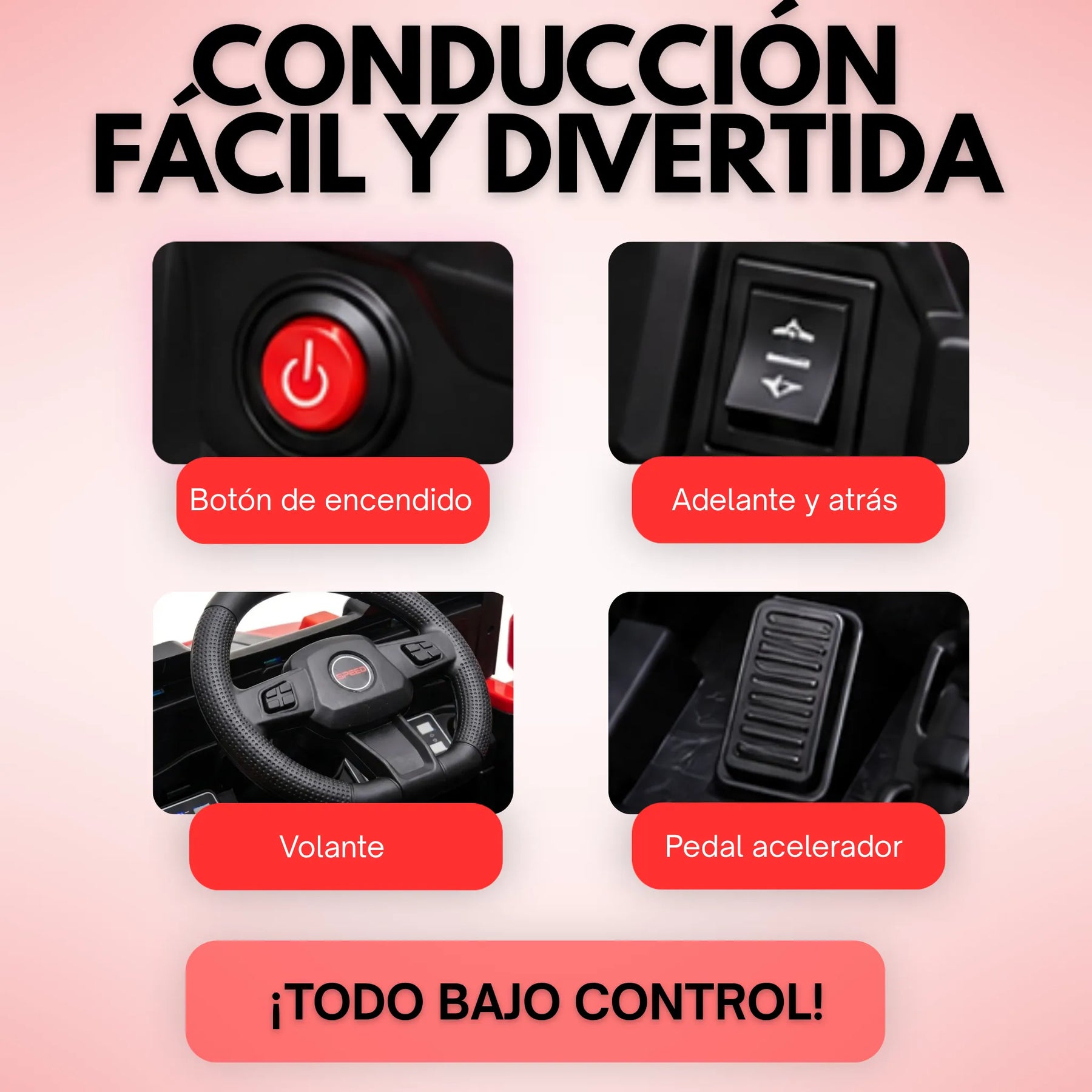 Montable Campero Mediano Para Niño Con Control Remoto, Bluetooth, Luces LED Y Sonidos