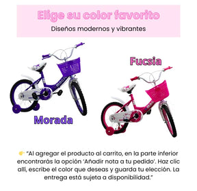 Bicicleta Infantil Rin 16 Para Niña Con Llantas Auxiliares