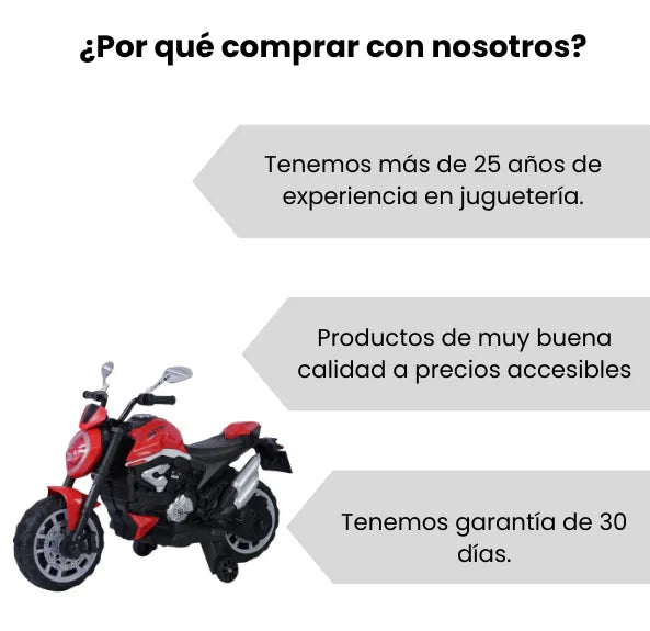 Montable Moto MT Eléctrica Para Niños Con Luces, Sonidos, Ruedas de Apoyo y Bluetooth