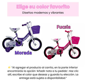 Bicicleta Infantil Rin 12 Para Niña Con Llantas Auxiliares