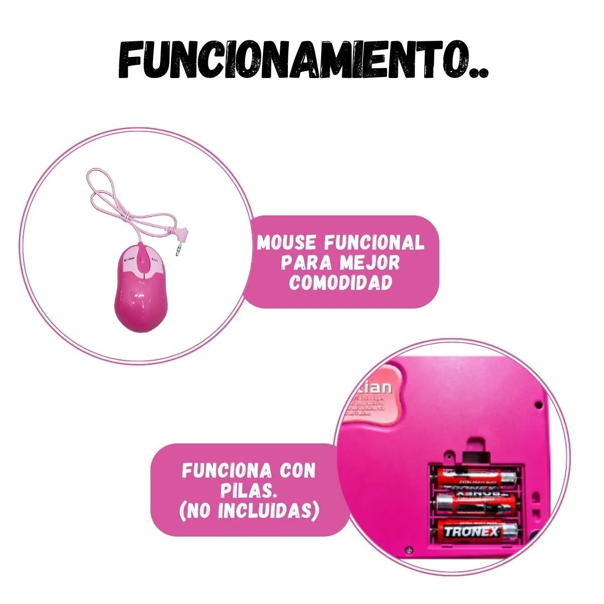 Computador Didactico Juguete Con 130 Funciones De Niña Rosado