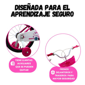 Bicicleta Infantil Rin 16 Para Niña Con Llantas Auxiliares