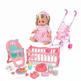 Set de Muñeca Con Cuna Y Coche Mas Accesorios Para Niñas