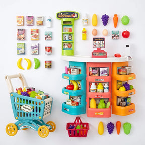 Supermercado Infantil con Carrito y Caja Registradora 60 Piezas Luces y Sonido