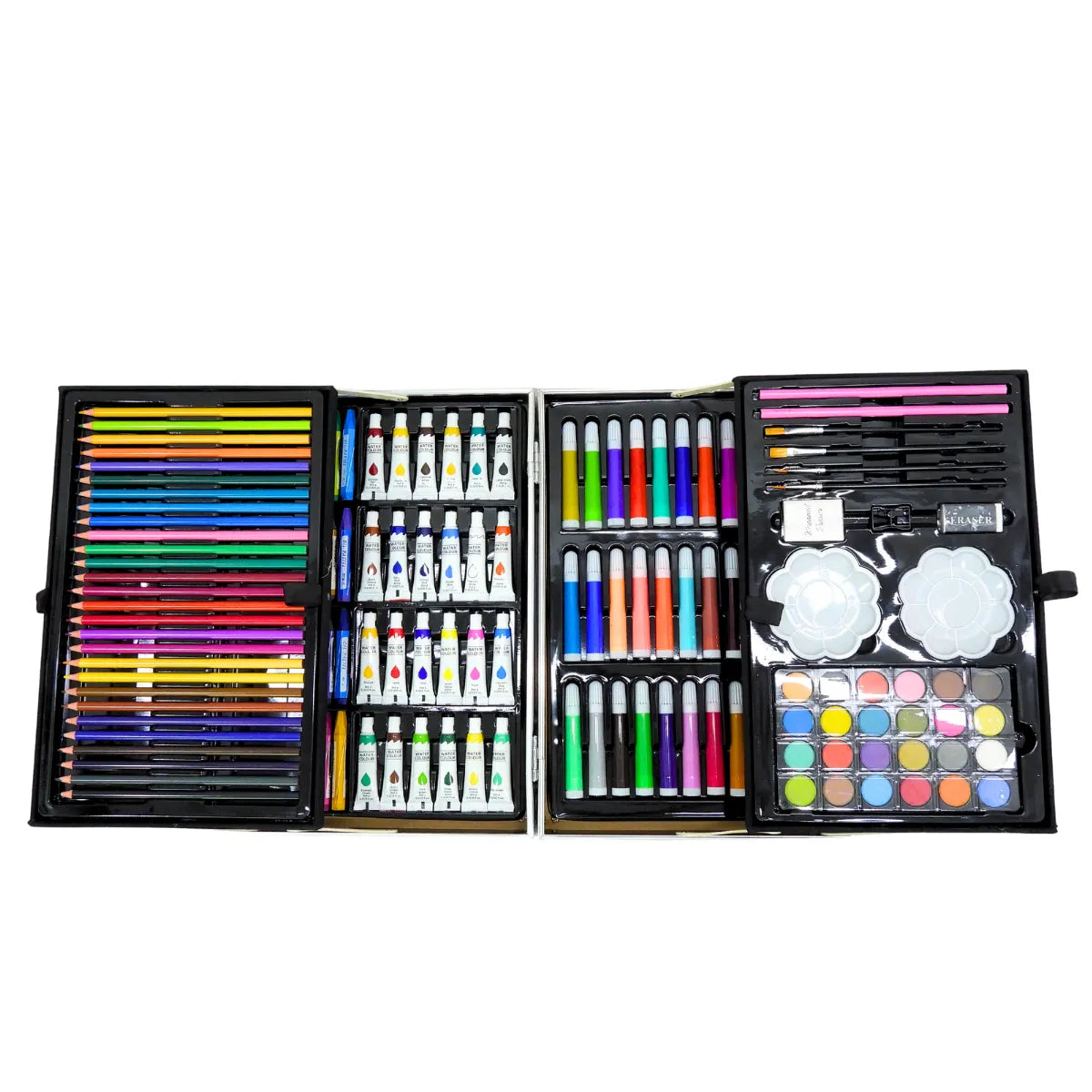 Set De Arte Maletín Por 145 Piezas Metálico Para Niñas Incluye Crayones Pinturas Acuarelas