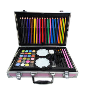 Set De Arte Maletín Por 145 Piezas Metálico Para Niñas Incluye Crayones Pinturas Acuarelas