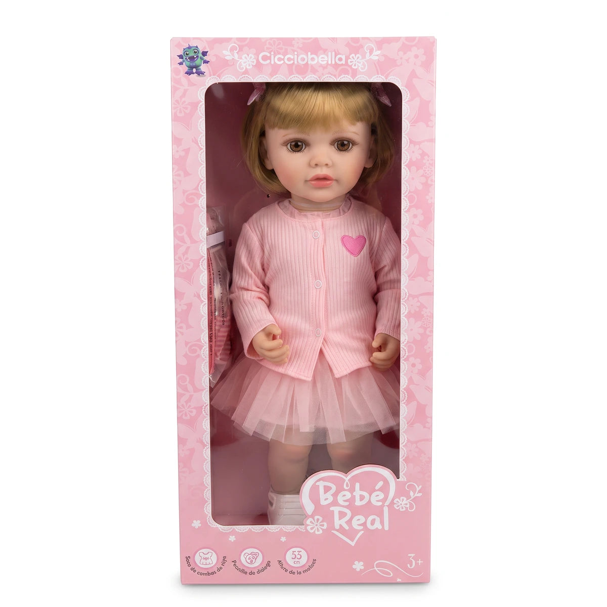 Muñeca Bebé Real Gestos Grande 55 cm Interactiva Habla, Canta, Mueve Cabeza, Boca y Manos