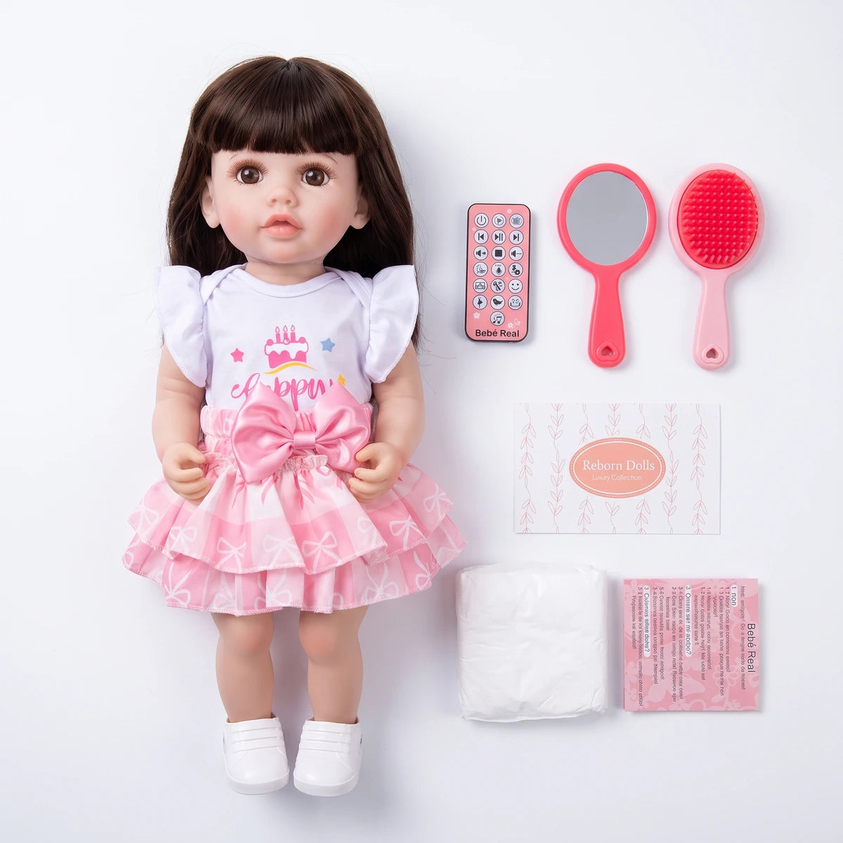 Muñeca Bebé Real Gestos Grande 55 cm Interactiva Habla, Canta, Mueve Cabeza, Boca y Manos