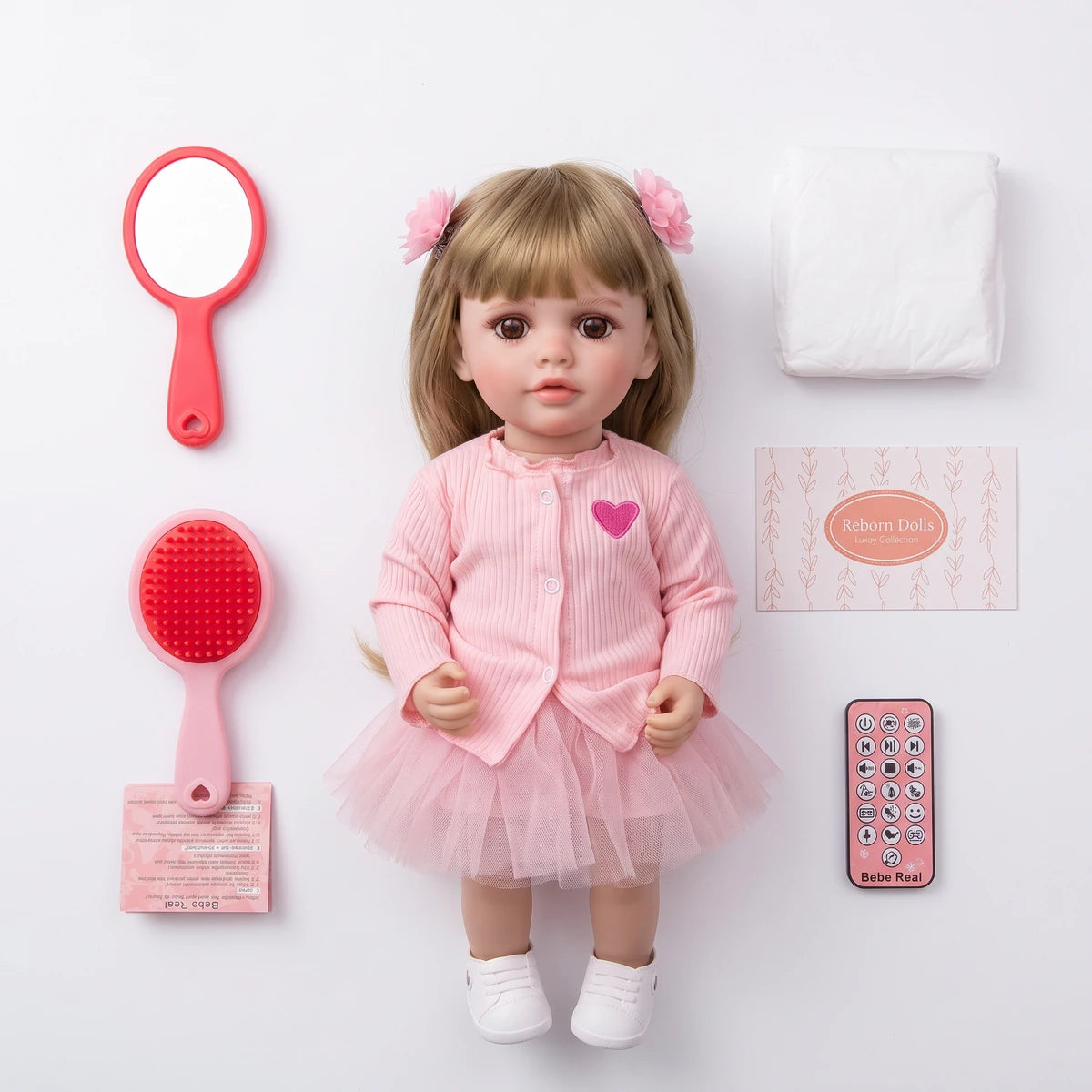 Muñeca Bebé Real Gestos Grande 55 cm Interactiva Habla, Canta, Mueve Cabeza, Boca y Manos