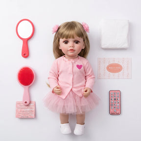 Muñeca Bebé Real Gestos Grande 55 cm Interactiva Habla, Canta, Mueve Cabeza, Boca y Manos