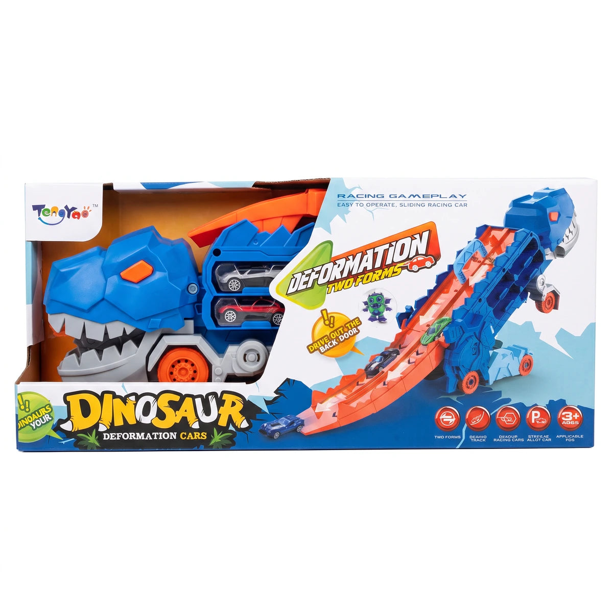 Pista Niñera Dinosaurio Transportadora Transformable 2 en 1 Para Niños