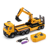 Camión Tráiler Con Excavadora RC 2.4GHz Juguete A Control Remoto Con Batería Recargable para Niños