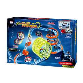 Pista de Carreras Giros Con Luces LED Incluye 91 Piezas Con Carro Recargable