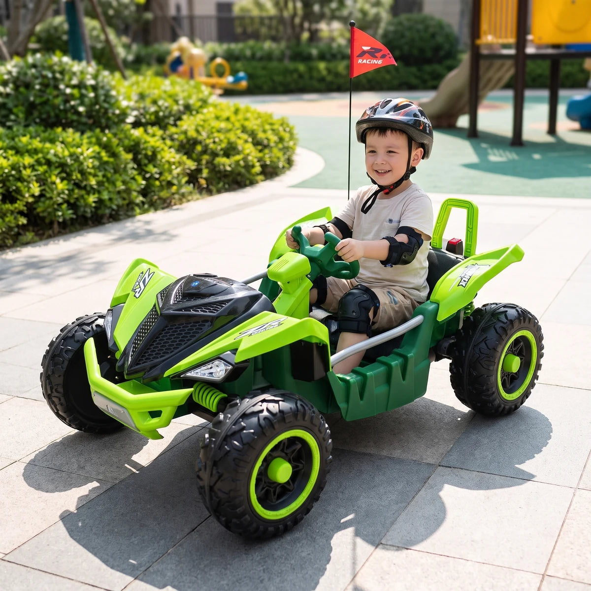 Carro Montable Buggy Eléctrico Infantil Control Remoto, Bluetooth, Luces LED