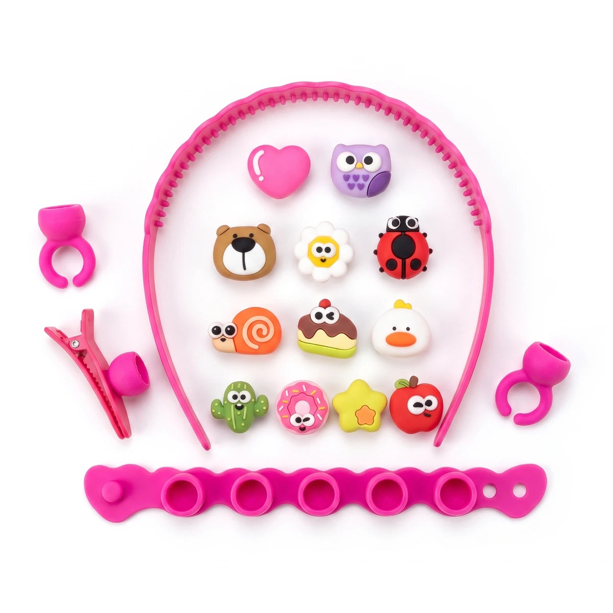 Set de Pulseras, Diadema Y Hebillas Charm Para Niña