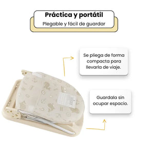 Silla Reclinable Para Baño de Bebé Plegable Con Cojín y 3 Niveles de Altura