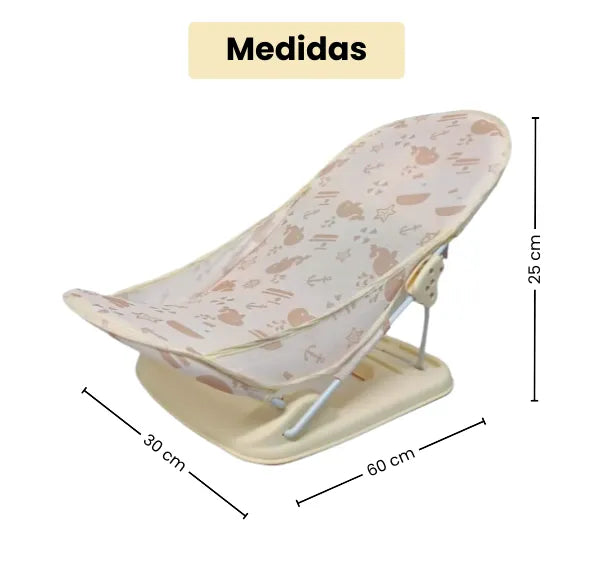 Silla Reclinable Para Baño de Bebé Plegable Con Cojín y 3 Niveles de Altura