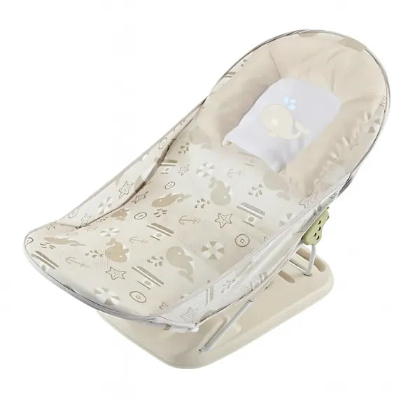 Silla Reclinable Para Baño de Bebé Plegable Con Cojín y 3 Niveles de Altura