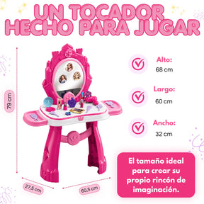 Tocador Infantil Princesa Luz, Sonido, Proyección, Silla y Accesorios
