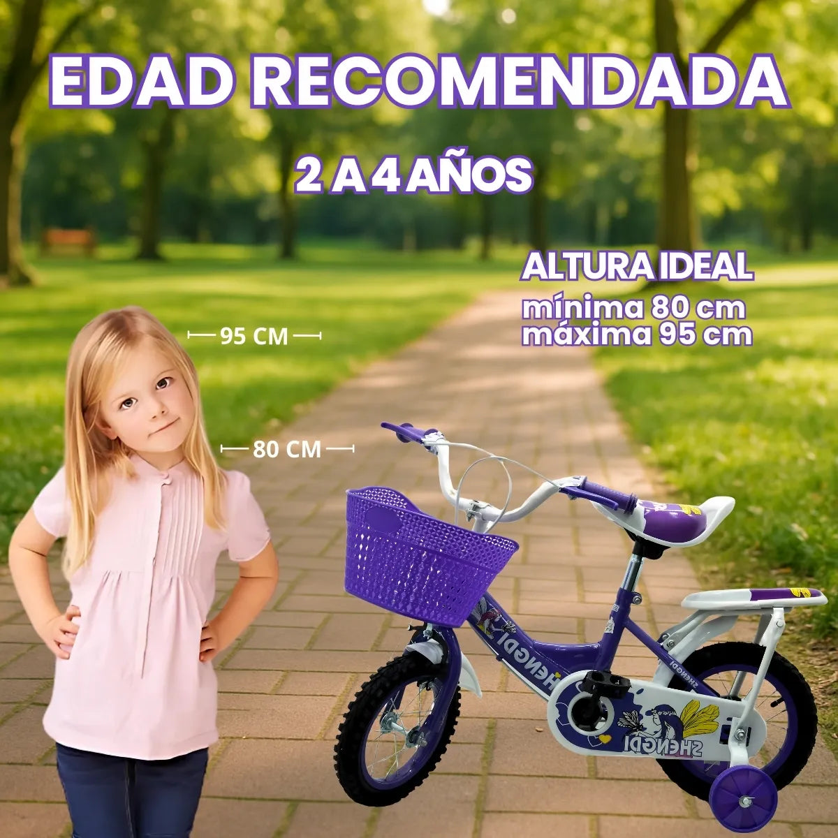 Bicicleta Infantil Rin 12 Para Niña Con Llantas Auxiliares