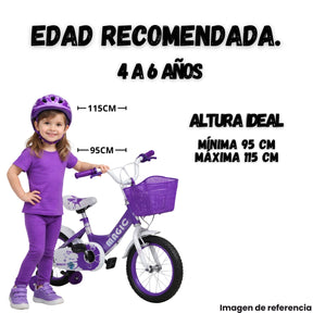 Bicicleta Infantil Rin 16 Para Niña Con Llantas Auxiliares