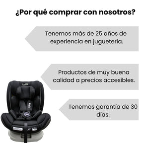 Silla De Carro Para Bebe Supra Con Sistema Isofix Gira 360 Color Negro