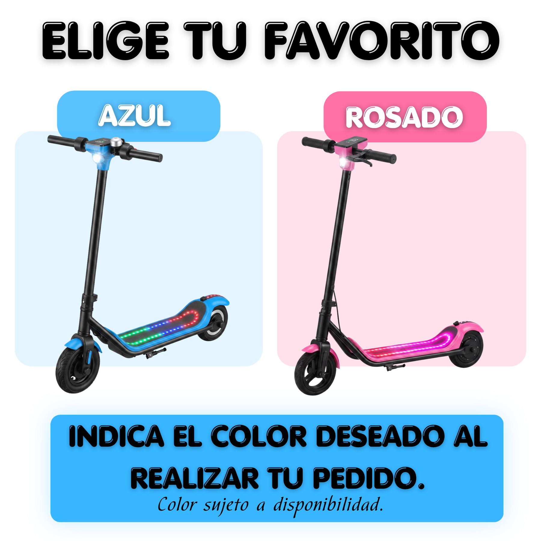 Scooter Eléctrico con Luces LED, Bluetooth y Pantalla Digital Para Niña y Niño