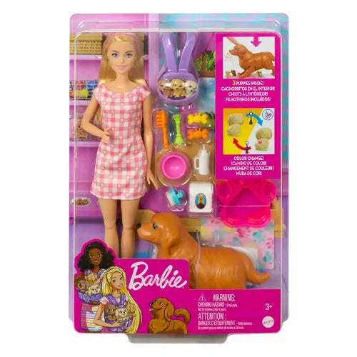 Conjunto De Juego De Muñeca Barbie Y Cachorros Recién Nacidos HCK75