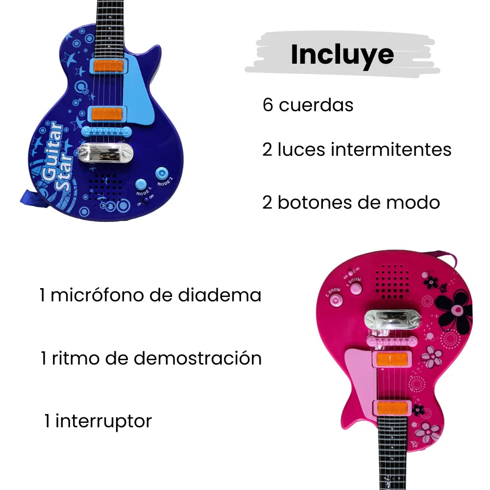 Guitarra Musical Con Luces Y Sonidos De Juguete Para Niños Y Niñas