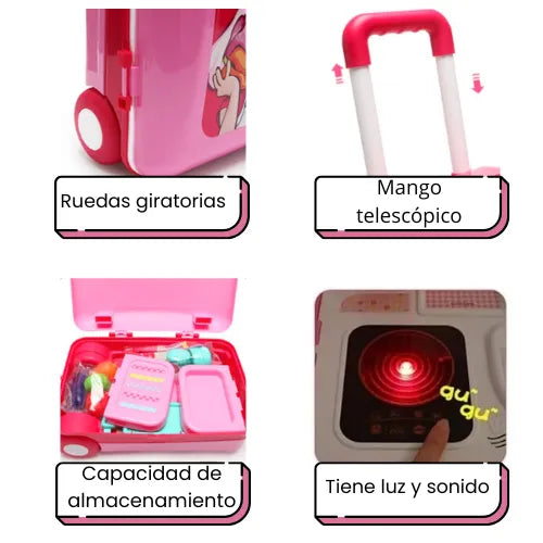 Cocina Rodachines Con Accesorios Para Niña