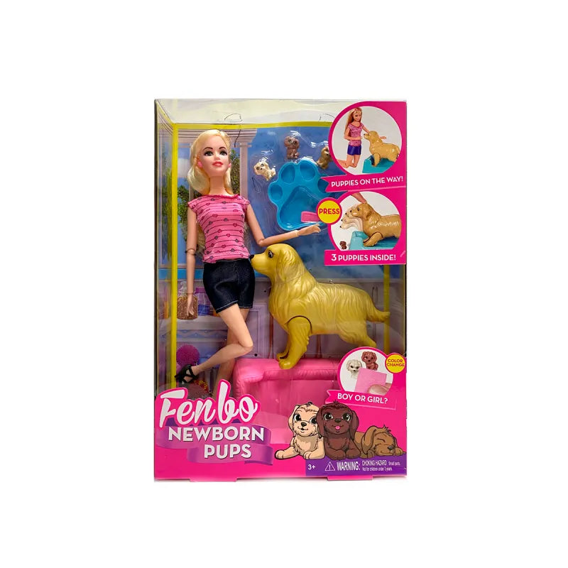 Muñeca Mas Perro Y Accesorios Para Niña