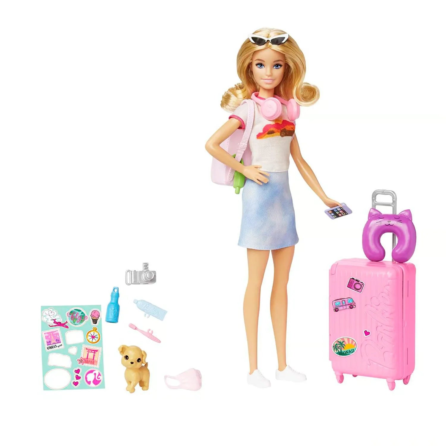 Barbie Viajera Muñeca Con Maleta Y Accesorios HJY18